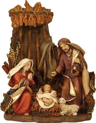 FADEDA Krippenblock, Hlg. Familie im Stall/Höhe:16 cm/handbemalt/detailgetreue Krippen Figuren - Weihnachten Tisch Dekoration Krippe Zubehör