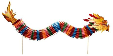Oshhni Guirlande de Dragon en Papier 3D pour la fête du Printemps, Nouvel an Chinois, Artisanat pour Enfants, Papier de Danse du Dragon pour la célébration, 3M