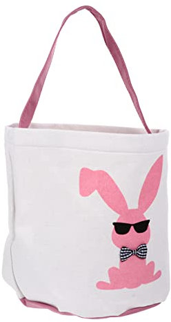 SOLUSTRE -süßigkeitenkorb Mit Hasenmuster Canvas-süßigkeitenbeutel Aufbewahrungseimer Korbtasche Für Ostern Festival Candy Lagerung
