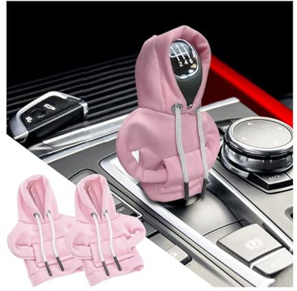 JNNJ Auto Schalthebel Schutz Dekoration, Universal Hoodie Auto Schalthebelabdeckung, Witziger Schalthebel-Hoodie, Kreatives Autozubehör Für Schaltknüppel(Rosa)