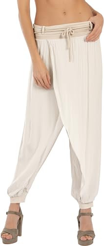 Caspar KHS054 leichte Damen Sommer Stoffhose, Farbe:beige, Größe:S