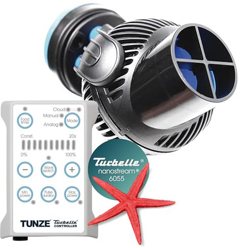 Tunze Strömungspumpe Turbelle nanostream 6055 I Pumpe für 3D einstellbare Strömung I Propellerpumpe mit Magnet Holder & Silence Klemme bis 15mm Glasstärke I Wasserpumpe für Salzwasser-Aquarium