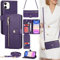 ELTEKER Coque pour iPhone 11, Étui à Rabat Portefeuille avec Sangle réglable, 6 Porte-cartes, Cuir Violet, Flip Case