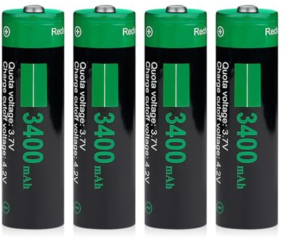 WZXLifeScult Universal 18650 Charger Battery 3.7V 3400mAh (4 Pack) for Doorbells, Flashlights, Headlamps, Cameras, Toys, and Remote Controls