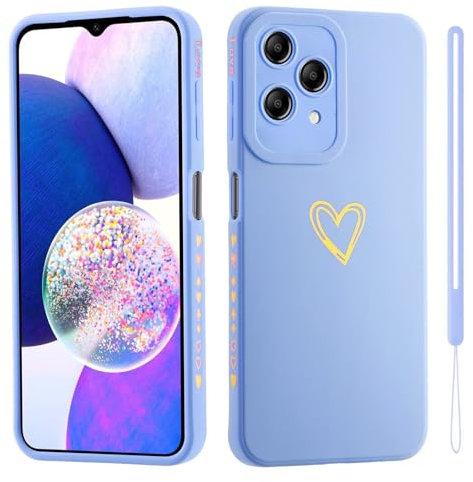Jeelar ESONG Cover per Honor 200 Lite 5G Custodia con Forma di Cuore d'Amore Dorato,per Donne/Ragazze,Custodia in Sottile Morbida Silicone TPU Antiurto Protettiva Bumper Shell -Blu