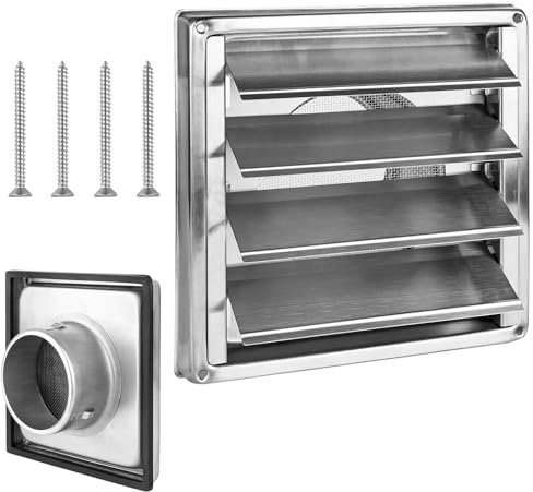 125mm Edelstahl Wetterschutzgitter Lüftungsgitter, Abdeckung Dunstabzug Außen, mit Gummidichtung und Schrauben, Abluftgitter für Dunstabzugshauben, Trockner