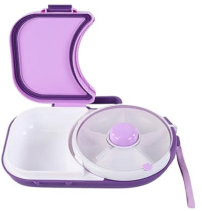 Kinder Snackbox mit Fächern und Deckel, Snackbox mit fächern, Multifunktionale Baby Snack Spinner mit Tragbarem Box Set, Sicher Versiegelter Snackteller für Kleinkinder, Zuhause