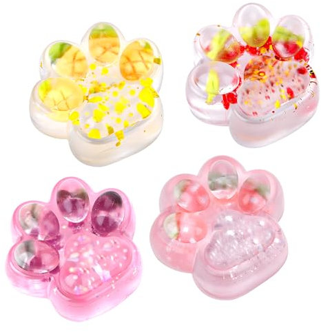 Vibbang 4 Stück Cat Paw Squeeze, Katzenpfoten Squeeze Spielzeug, Squeeze Katze Pfote, Squeeze für Stressabbau, Süße Weiche Katzenpfoten Quetschspielzeuge für Kinder Erwachsene