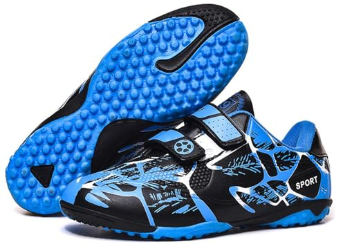 KUUK Chaussures de Football Garçon Enfants Turf TF Chaussures de Futsal Indoor Adolescents High Top FG Spike Chaussures de Sport en Plein