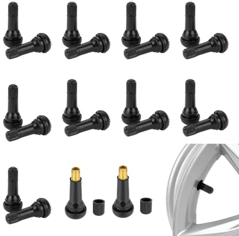 zoerbufan 20 Stück Gummi Ventile, TR413 Gummiventile, Universal Reifenventil Schwarz Snap-In Gummiventile, Felgen Ventile,Snap-In Gummiventile Ventile für Auto Motorräder Fahrräder Ventile