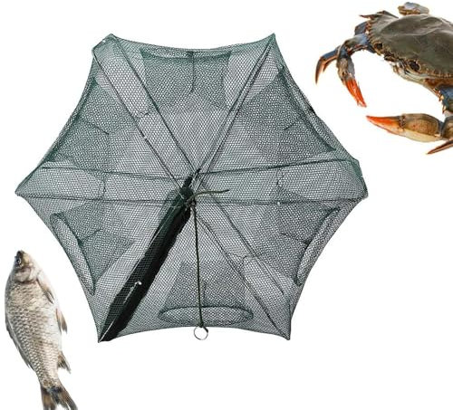 Changyeah Rete da pesca, pieghevole, a 6 fori, per pesce, gamberetti, granchi, aragosta