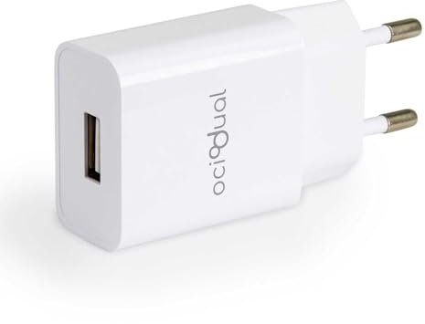OcioDual Caricatore da Muro EU, 1 Porta USB da 5 V, 2 a, 10 W, Caricabatterie per Smartphone, Adattatore di Alimentazione per Presa USB, Ricarica Rapida, Modello: ST660, Bianco