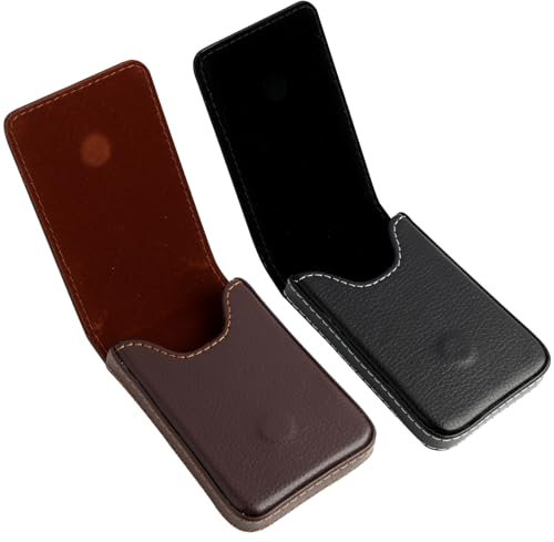 2 porta biglietti da visita, porta biglietti da visita, in pelle PU, Custodie Eleganti con Chiusura Magnetica, Capacità 20-25 Carte, Ideali per Professionisti - Colori Nero e Caffè