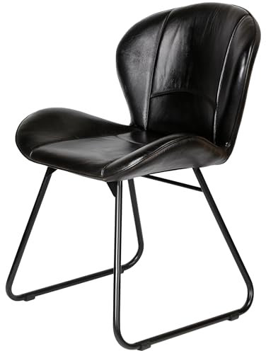 Casa Moro Stuhl Schwarz Stühle Esszimmer Echtleder Polsterstuhl Konferenzstuhl Besucherstuhl Wartezimmerstühle Lederstuhl Modern