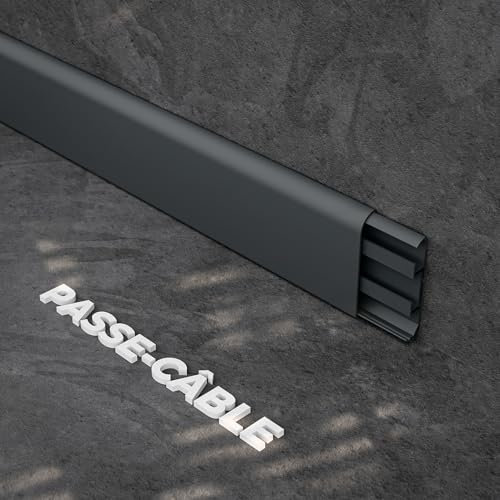 Plinthe Passe-Câble PVC 80 mm - Anthracite - 2.60 m, Lot de 5