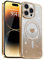 Lafunda Magnetic for iPhone 14 Pro Case Glitter, Plating Luxury Sparkle Cute Love Heart Clear Cover for Women Girls Silicone Anti-Scratch Camera Protection Shockproof Case for iPhone 14 Pro, Gold