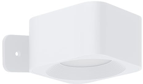 EGLO LED Wandleuchte innen Muraglie, Akku Wandlampe mit Wandhalterung, kabelloser Wandstrahler touch dimmbar, aufladbar per USB, eckig, Kunststoff in weiß, warmweiß - kaltweiß