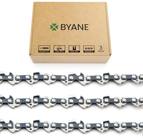 BYANE 18 Inch Chainsaw Chain, 3/8 LP Pitch, .050'' Gauge, 61 Drive Links Fits Stihl MS211, MS211C and More (3 Chains)