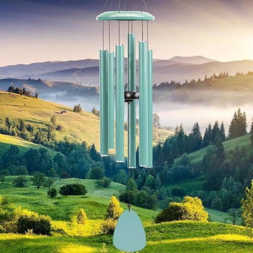 Windspiele FüR DraußEn HäNgend Windspiele - 6 RöHren Chimes FüR Garten, Balkon,Windspiel Garten -Gartendekoration Klangspiel(32 TüRkis)