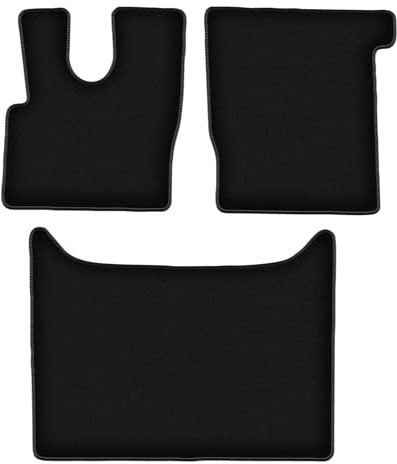 Wielganizator Velours Fußmatten passend für DAF XF 106 (2017) | Qualität: Basic - Genaue Passform, rutschfeste Untregrund 3-teilig - Schwarz