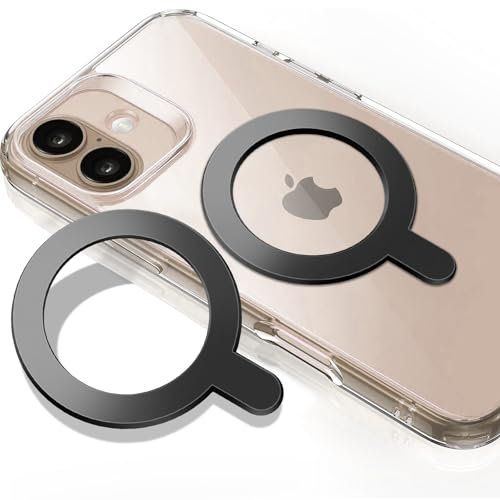 Mugust 2 Stück Magnet Ring Aufkleber für MagSafe Ring HaloLock, MagSafe Sticker 360, Universelles Magnetisches Konvertierungsset, für iPhone 16/16e/15/14/13/12/11/X, Galaxy S24/S23/S21 (Schwarz*2)