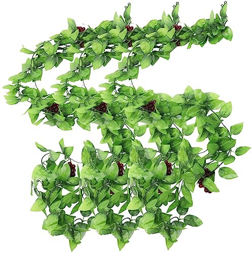 Levemolo 3stücke Teiliges Künstliche Weinreben Deko Mit Realistischen Weintrauben Langlebige Grüne Hängepflanzen Für Wohnzimmer Und Garten Verblasst Nicht Naturgetreue Simulation Für Heimde