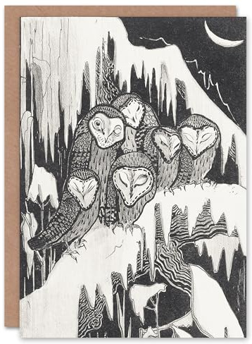 Artery8 Theo van Hoytema Art Card Six Owls on Snow Covered Tree