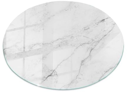 Tulup Glasplatte für Tisch ⌀ 100 cm Rund für Küche und Esszimmer Auswechselbare Platte Tafelglas Geschliffene Kanten Dekoration Gehärtetes Glas Modernes Design - Motiv Marmoroberfläche