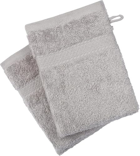 KB Tradax Face Cloth Wash Mitt Set Pack of 4, 100% Organic Cotton - 500GSM Thick With Hanging Loop, Size 16cm x 21cm, Flannel Glove Pack Soft & Absorbent (Silver Grey)