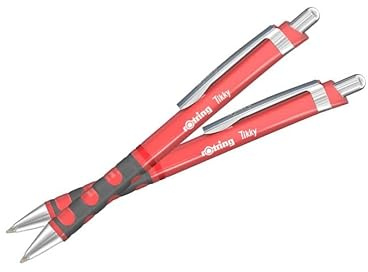 rOtring Tikky III Kugelschreiber, korallenrosa Körper, blaue Tinte, ergonomischer Griff, glattes Schreiben, ausgefallener Pastellstift für Schule, Büro und Journaling, ästhetisches Schreibwaren, 2