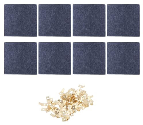 Lot de 8 planches de feutrine élégantes grises avec adhésif amovible et punaise pour décoration murale 30 x 30 cm