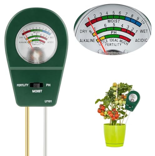 NANASUGUR Bodentester, Bodenmessgerät 3 in 1, Bodentester für pH, Feuchtigkeit und Fruchtbarkei, Feuchtigkeitsmessgerät für Pflanzenerde, Garten, Bauernhof, Rasen, Kein Batterien Erforderlich