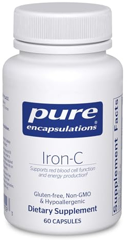 Pure Encapsulations Iron-C - 15 mg - 175 mg Vitamin C - Red Blood Cell Support* - Energy Production - Highly Bioavailable Iron Pill - Gluten Free & Vegan - 60 Capsules