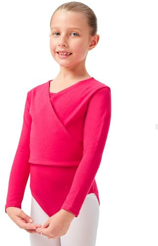 tanzmuster Ballett Wickeljacke Mädchen - Mandy - aus extra weichem Baumwollstoff - Ballettjacke zum Wickeln - pink, Größe:116/122