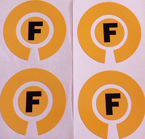 Crown Green Lawn Indoor Bowls Adhesive Lettered Coloured Marker Labels Set of 4 (Yellow, F)