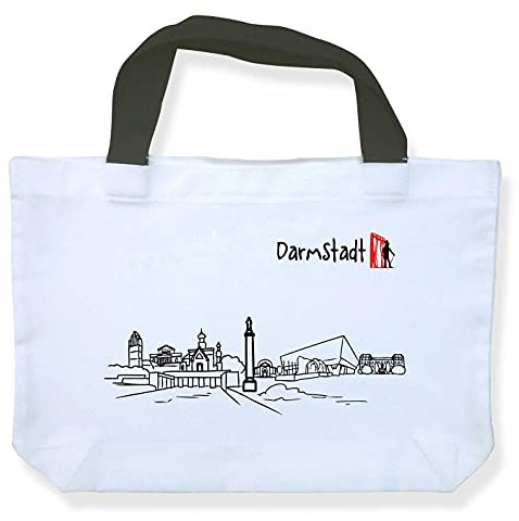 Einkaufstasche Skyline Darmstadt - als Geschenk für Darmstädter & Fans der Stadt des Jugendstils oder als Darmstadt Souvenir - die stadtmeister