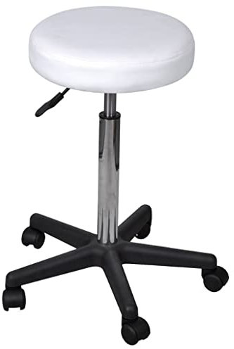 vidaXL Rollhocker Hocker Drehstuhl Arbeitsstuhl Drehhocker mit Rollen höhenverstellbar weiß