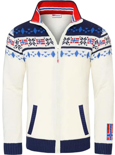 Nebulus Herren Strick-Jacke Canadian, warme Strick-Jacke mit Stehkragen, Pullover mit Reißverschluss im Norweger Look