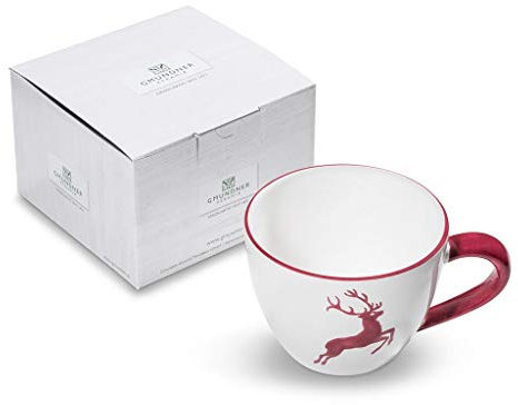 GMUNDNER KERAMIK Teetasse Maxima Füllmenge : 0.4 Liter bordeauxroter Hirsch Geschirr, handgemacht in Österreich