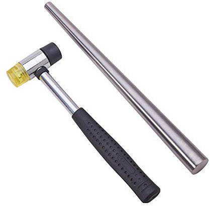 PandaHall Elite 1 Set Stahl Ringe Dorn Bend Stick mit Doppelt Seite Gummi Stahl Griff Hammer Bilden Craft Werkzeug für Schmuck Herstellung Platin