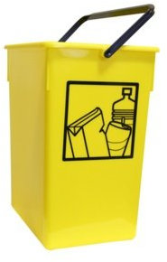 HELGUEFER - Cubos de Basura de Reciclaje Amarillo 15L con Asa | Cubo de Reciclaje 20 x 28 x 34 cm | Resistente, Amplio, Fácil de Limpiar | Para Cocina, Patio o Negocio