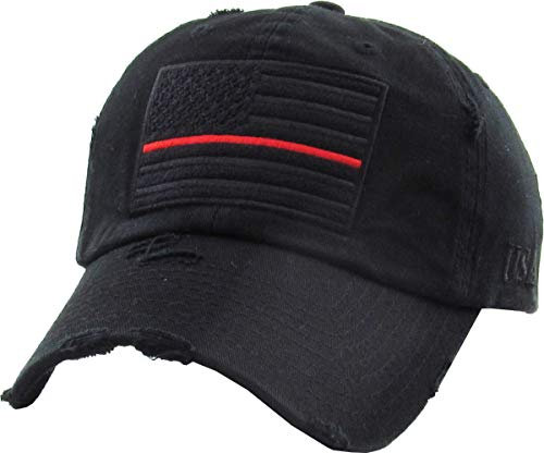 KBETHOS KBVT-209 BLK (RED LINE) Tactical Operator mit USA-Flaggen-Flecken US Army Military Baseball Cap Einstellbar