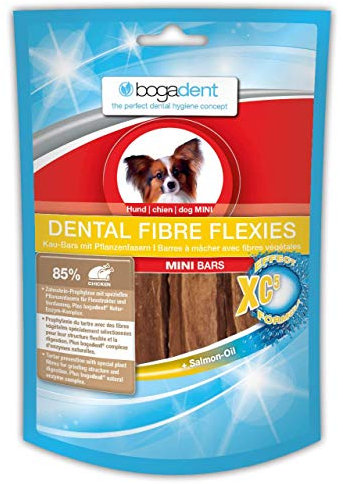 Bogadent Dental Fibre Flexies Mini - Hunde Kauartikel gegen Zahnstein & Plaque - Kaustangen Hund für die tägliche Hunde Zahnpflege - Mit Pflanzenfasern für eine bessere Verdauung - 1er Pack - 70g