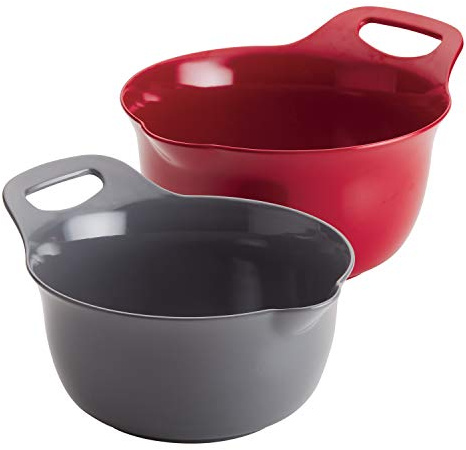 Rachael Ray 47645 2-Piece Mixing Bowl Melamin-Rührschüssel-Set, rot & grau