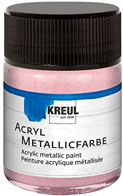 Kreul 77586 - Acrylique Métallique, 50 ml verre en or rose métallique, peinture acrylique glamour à effet métallique à base d'eau, couvrante et crémeuse, séchage rapide et résistante à l'eau