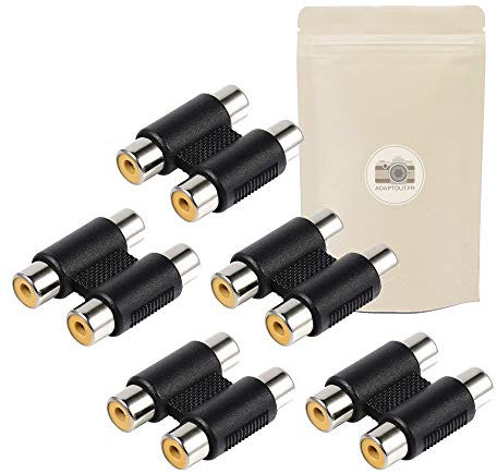 X5 Coupleur RCA 2 Voies Extension Adaptateur Connecteur RCA Femelle Femelle Fiche Prise Audio - ADAPTOUT Marque FRANÇAISE