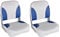 vidaXL 2x Bootssitz Klappbare Rückenlehne mit Blau-Weißem Kissen Bootsstuhl Steuerstuhl Anglerstuhl Bootssitze Boot Sitz 41x36x48cm