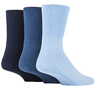 3 Pairs IOMI SockShop Extra Wide BAMBOO Diabetic Socks/Swollen (Blue Mix, 6– 8 ½ UK 39-42 EU)