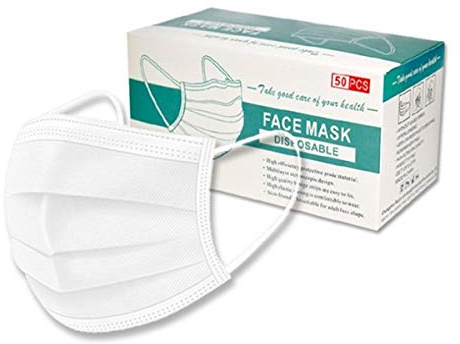 LITTONE® Mascherine per Viso 50PCS Maschera Monouso con Orecchio Maschere Civili Traspiranti e Confortevoli 3 Strati Anti-polvere -50 Pezzi/Confezione 4 opzioni di colore (bianca)