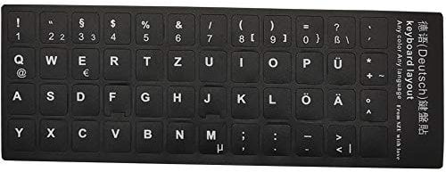 Keyboard Stickers, White Letters with Black Background, for all Laptops Desktop Computer's Keyboard (German_Black)